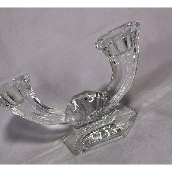 VAL ST LAMBERT double arm Crystal Candlestick Candelabra, Art Deco, signed - Picture 3 of 4